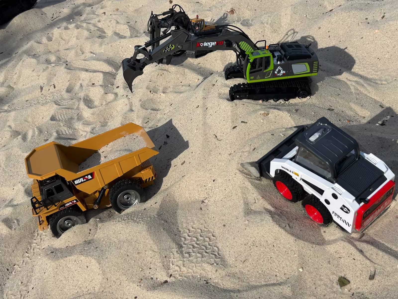The full RC fleet lined up and ready for a session, photographed at night.