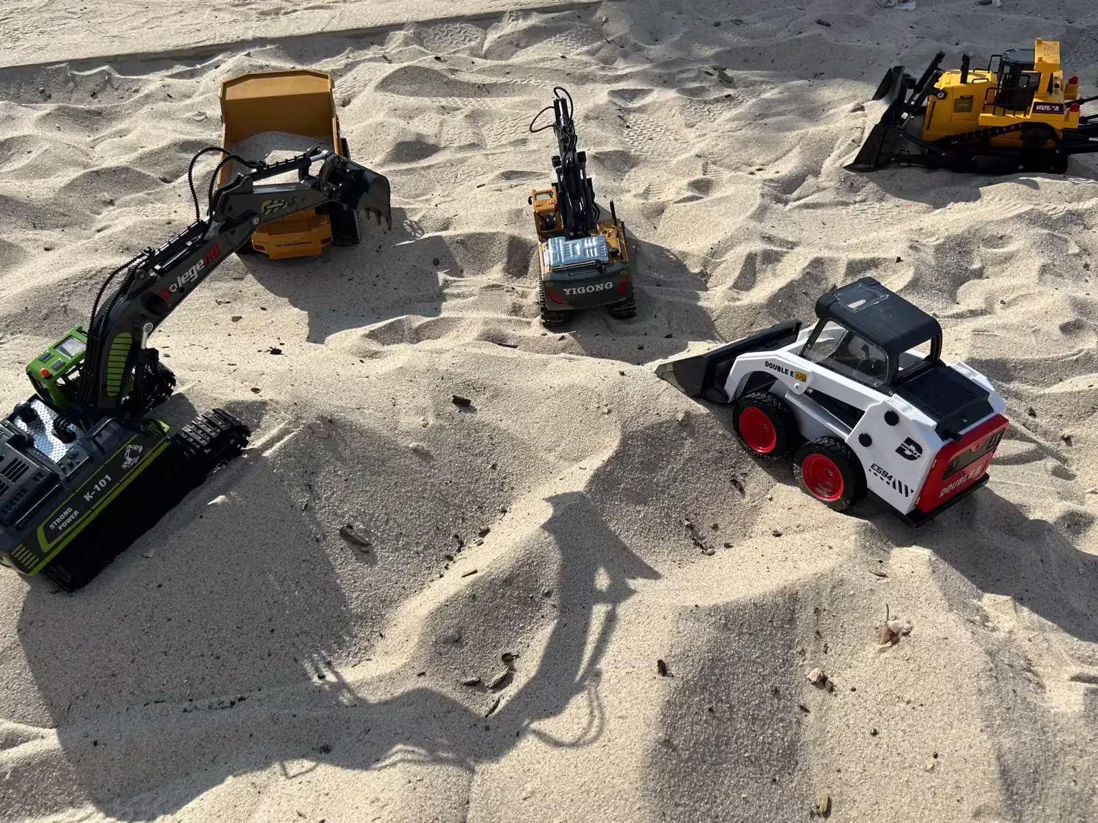 RC excavator in action